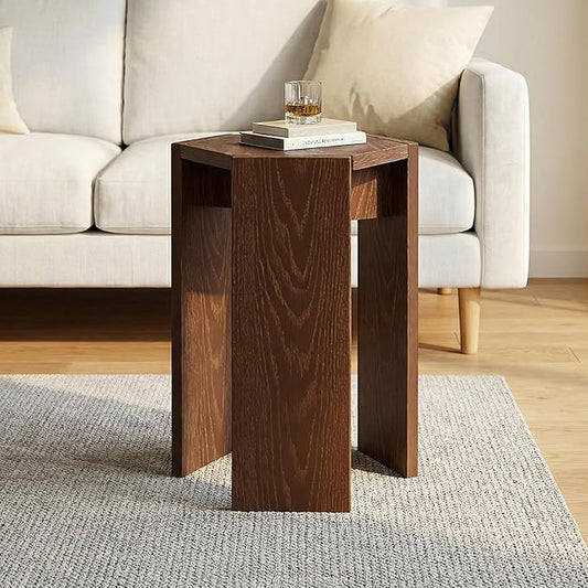 Single Solid Wood Nesting Coffee Table, Modern Modular End Table with Multiple Layouts, for Living Room Layout - Walnut Color - 12.2" L x 12.2" W x 16.7" H