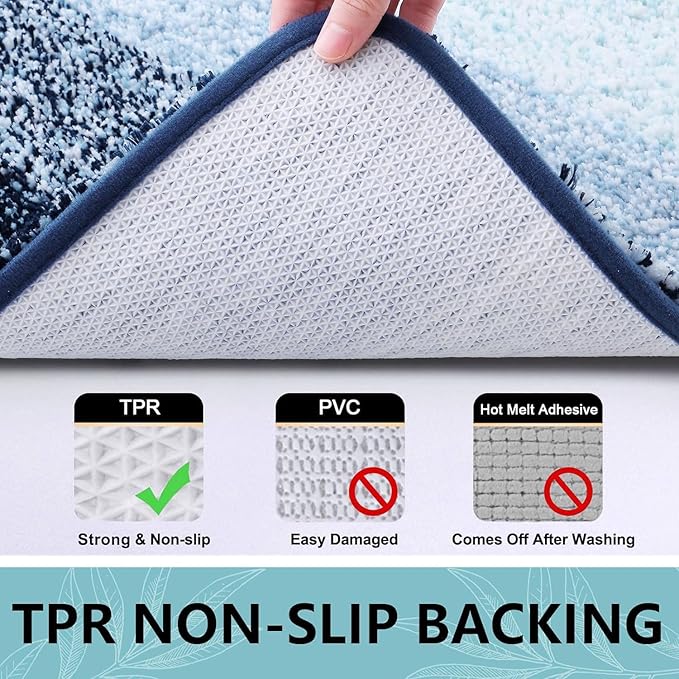 Arotive Microfiber Bathroom Rugs, Shaggy Soft and Absorbent Bath Rug, Non-Slip, Thick Plush Machine Washable Dry Bath Mats for Bathroom, Tub and Shower, 40x24, Dark Blue, Rectangular