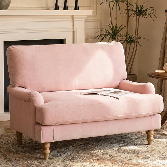 Bezseller Oversized Accent Chair Indoor, 46" W Large Upholstered Single Sofa Chair and Wood Legs, Big Comfy Armchair Leisure Lounge for Living Room, Bedroom, Apartment, Reading Room(Pink)
