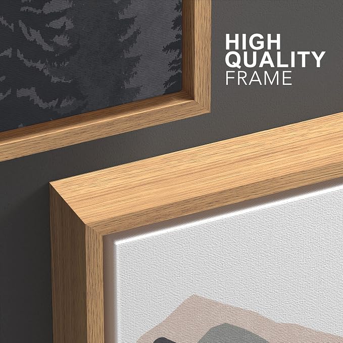 wall26 Framed Canvas Print Wall Art Set Mountain Range Sunlight Horizon Abstract Nature Illustrations Modern Art Nordic Decorative Minimal Boho for Living Room, Bedroom, Office - 24"x36"x3 Natural