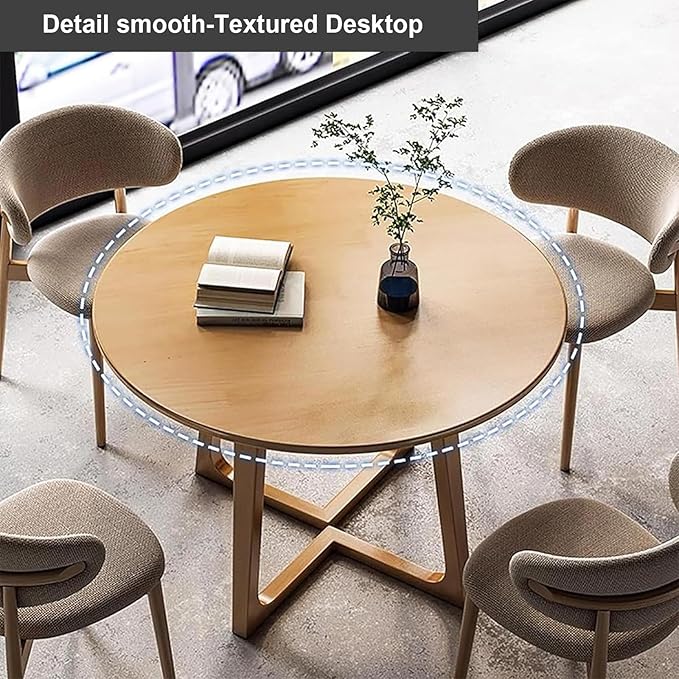 Mid Century Modern Dining Table Round Solid Wood Kitchen Dining Room Tables Rustic Pedestal Table Small Leisure Coffee Table for 2,4 People for Living Room(Wood Color,90 * 75cm)