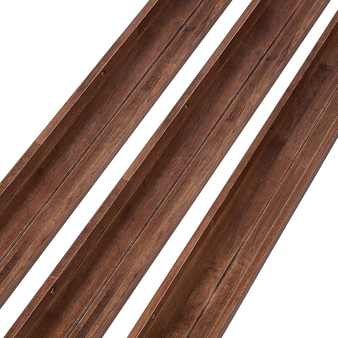 AZSKY 36 Inch Picture Ledge Shelf Rustic Wall Mount Light Walnut Long Narrow Picture Shelves Storage for Books Music Albums Green Plants-Photo Ledge Shelf Set of 3 Mounting Hardware Include