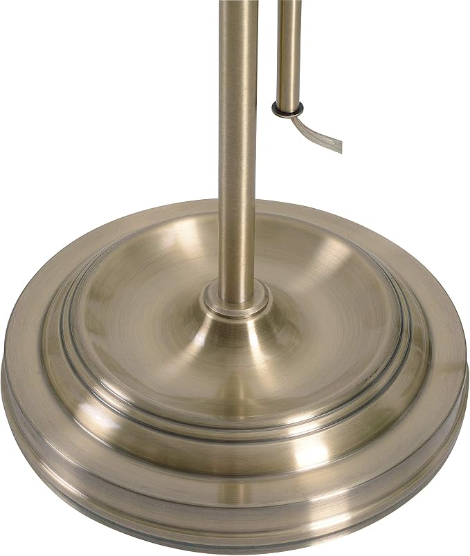 Kenroy Home Denton Floor Lamp with Antique Brass Finish, Classic Style, 50" Height, 10.125" Width, 19.5" Depth