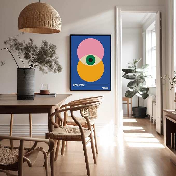 Poster Master Bauhaus Poster - Eye Print - Layered Circles ART - Graphic Design - Geometric Style - Chic Boho ART - Mid Century Modern - Living Room or Bedroom Decor - 24x32 UNFRAMED Wall Decor