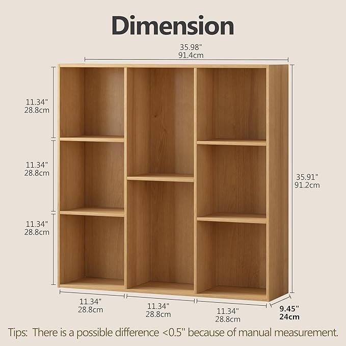 8 Cube Storage Organizer, Wooden Cube Shelves with Closed Back Panel, Reversible Bookcase, Cubes Closet Organizer for Home, Living Room, Kids Room, Office, Bedroom, Study, Hallway