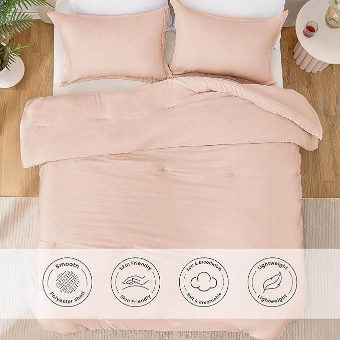 Love's cabin Pink Twin/Twin XL Comforter Set, 2-Piece Prewashed Bed Set with 1 Comforter (66 x 90 in) & 1 Pillowcase, Lightweight & Breathable for All Seasons