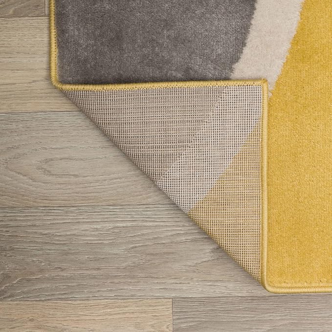 Rugshop Contemporary Abstract Circles Area Rug, Fade-Resistant Carpet for Living Room, Bedroom, or Home Office, Yellow, 5'3" x 7'3"