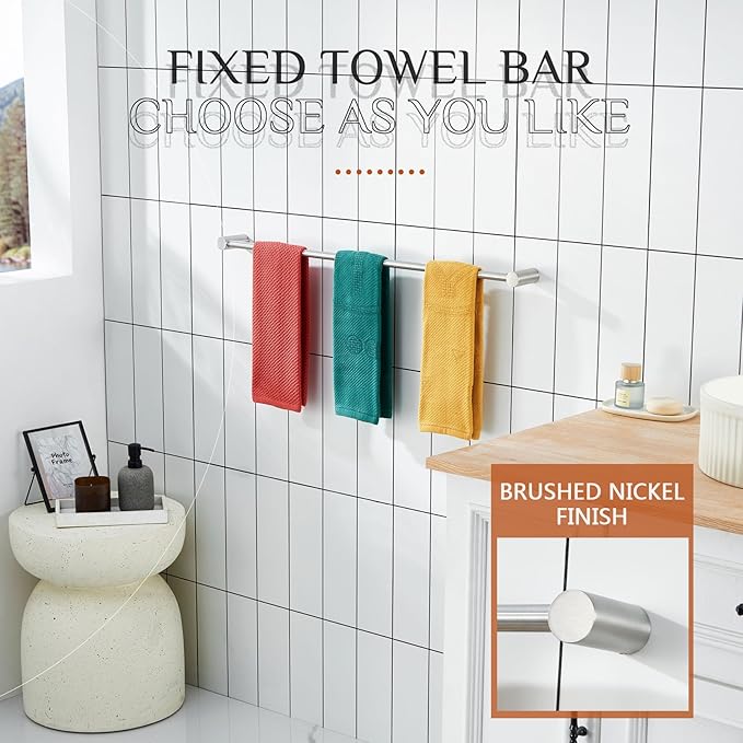 KOKOSIRI Towel Holder Brushed Nickel 36-Inch Towel Rack for Bathroom Wall Mount Single Bar Stainless Steel Bathroom Hardware Accessories, B4007BR-L36