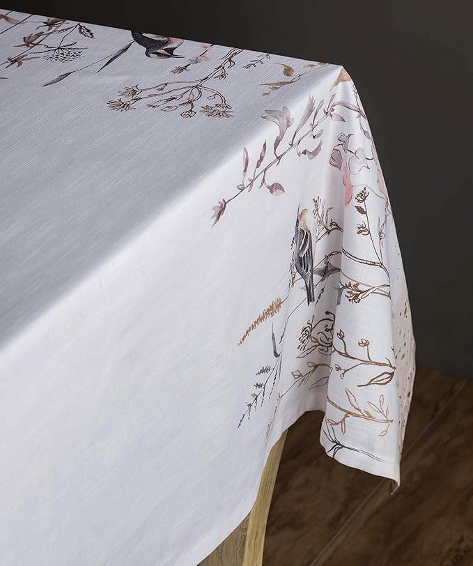 Maison d' Hermine Table Cloth Rectangle Table 100% Cotton 60 x 120 Inches Tablecloth Reusable Decorative for Dining Room Farmhouse Home Valentines Day Decorations Spring Summer- Meadow Florals - Brown
