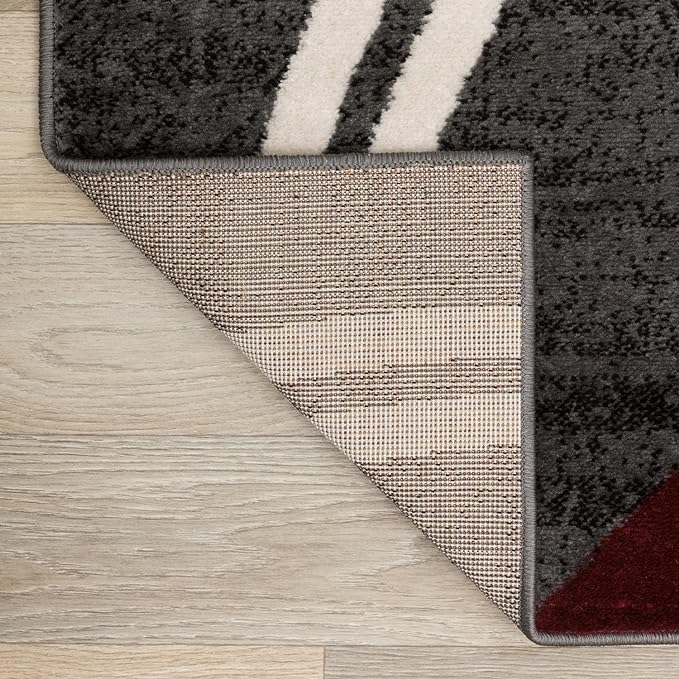 Rugshop Modern Wavy Circles Design Non-Shedding Accent Rug, Carpet for Entryway or Bathroom, Red, 2' x 3'