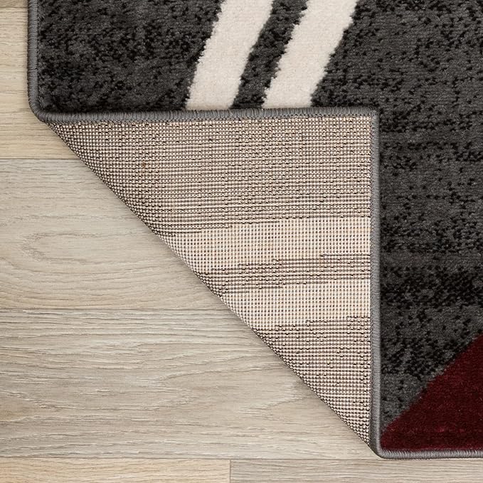 Rugshop Modern Wavy Circles Design Non-Shedding Area Rug, Carpet for Living Room, Dining Room, or Office,Grand Room,Open Spaces Red, 12' x 15'