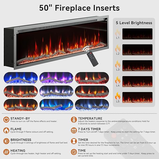 70 Inch Modern Fireplace TV Stand for TVs up to 80 inches, Mid Century TV Console with Solid Wood Legs, Sliding Doors & Curved Design,Media Console for Living Room, Brown