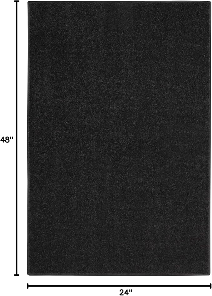 Nourison Home Nourison Essentials Black 2' x 4' Area Rug - Easy Clean, Non Shedding, Bed Room, Living Room, Dining Room, Kitchen (2' x 4')