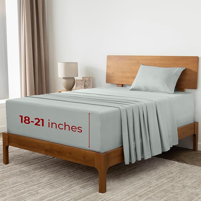 Mellanni Extra Deep Twin XL Sheets - 3 PC Iconic Collection Bedding - Hotel Luxury, Ultra Soft, Cooling Bed Sheets - Wrinkle, Fade, Stain Resistant (Twin Extra Long, Spa Mint)