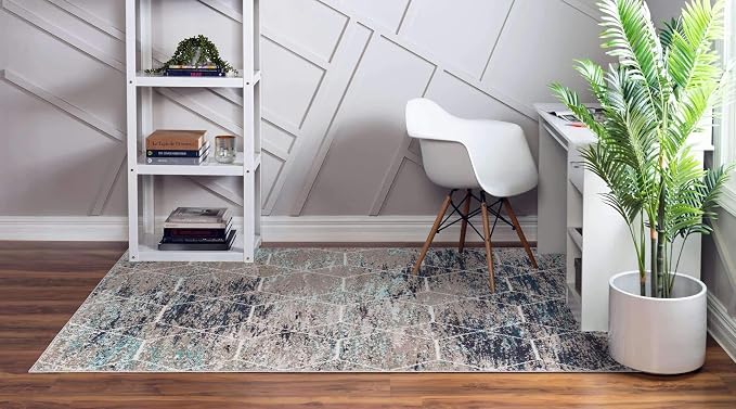 Unique Loom Trellis Frieze Collection Area Rug - Geometric (8' x 10', Blue Multi/ Ivory)
