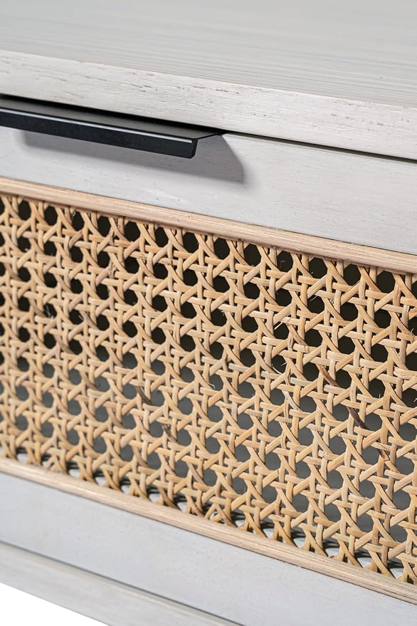 Boraam Cambria End Table - Zebrano Whitewash/Natural Cane