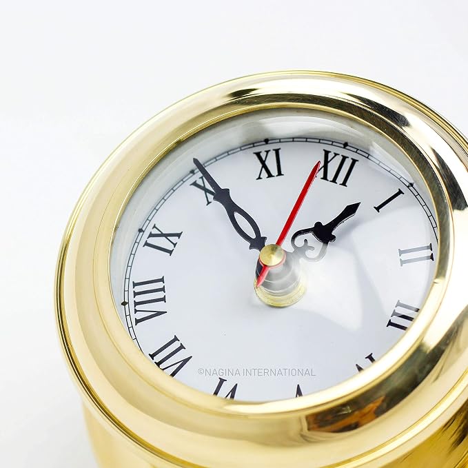 Nagina International MB Ship's Clock Solid Brass Nautical Ships Maritime Timekeeper