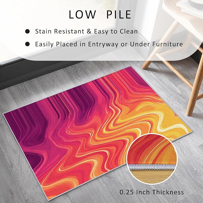 70s Rug Large 7x10 Vibrant Sensory Abstract Retro Pop Pattern Area Rugs for Living Room, Bedroom, 70s Home Decor Accessories Indoor Carpet, Non Slip & Machine Washable, GD0411