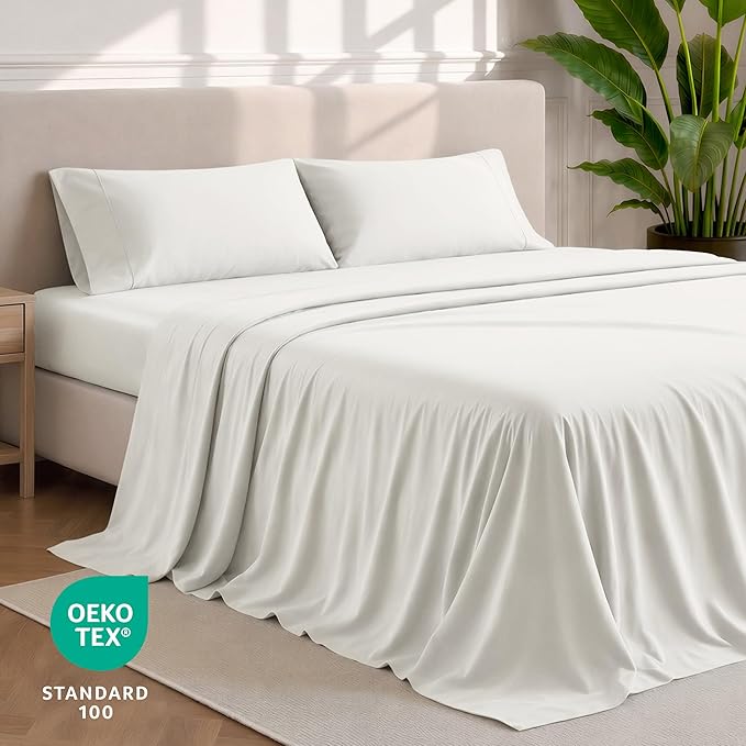 Bare Home Split California King Sheet Set - 1800 Ultra-Soft Microfiber Bed Sheets - Double Brushed - Deep Pockets - Easy Fit - 5 Piece Set - Bed Sheets (Split Cal King, Cream)