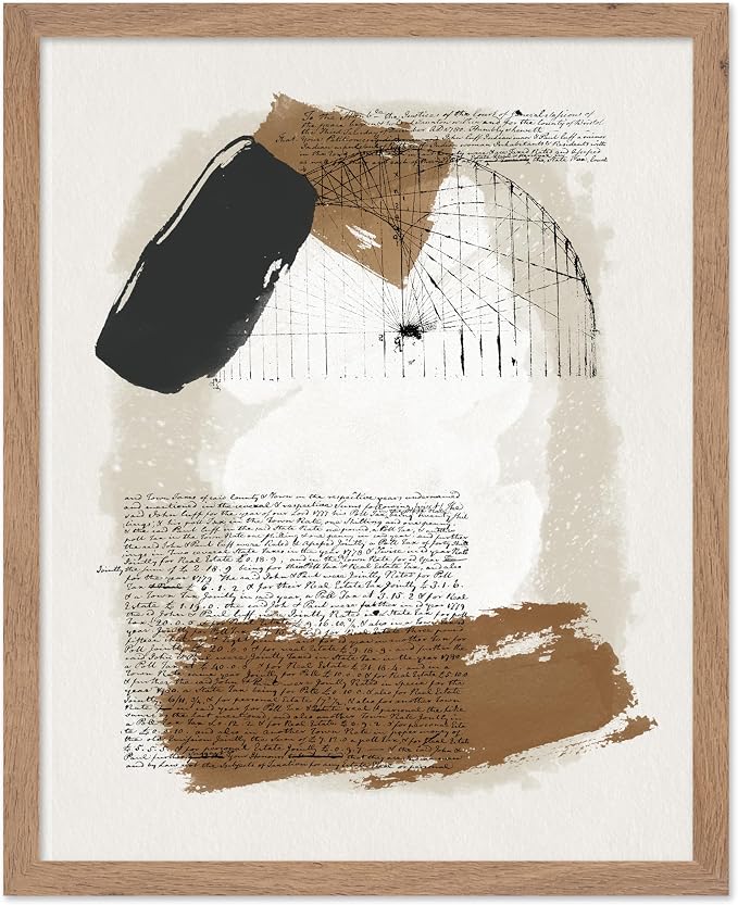 Poster Master Abstract Written Message Poster - Watercolor Print - Note Art - Chic Boho Design - Abstract Illustration - Great Bedroom or Living Room Decor - 16x20 Beige Framed