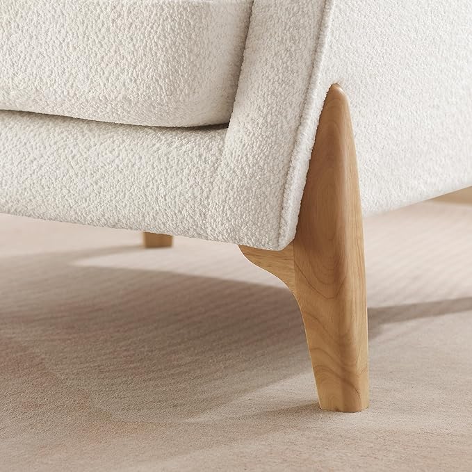 VANOMi Accent Chairs for Living Room, Sherpa Armchair with Cushion, Comfy Chair for Bedroom, Reading, Corner, Apartment, White