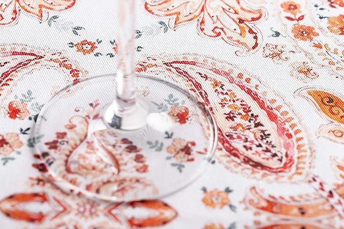 Maison d' Hermine Table Cloth Round Table 100% Cotton 63 Inches Fall Tablecloth Reusable Everyday Use for Thanksgiving Christmas Decorations Dining Farmhouse Party (Orient)