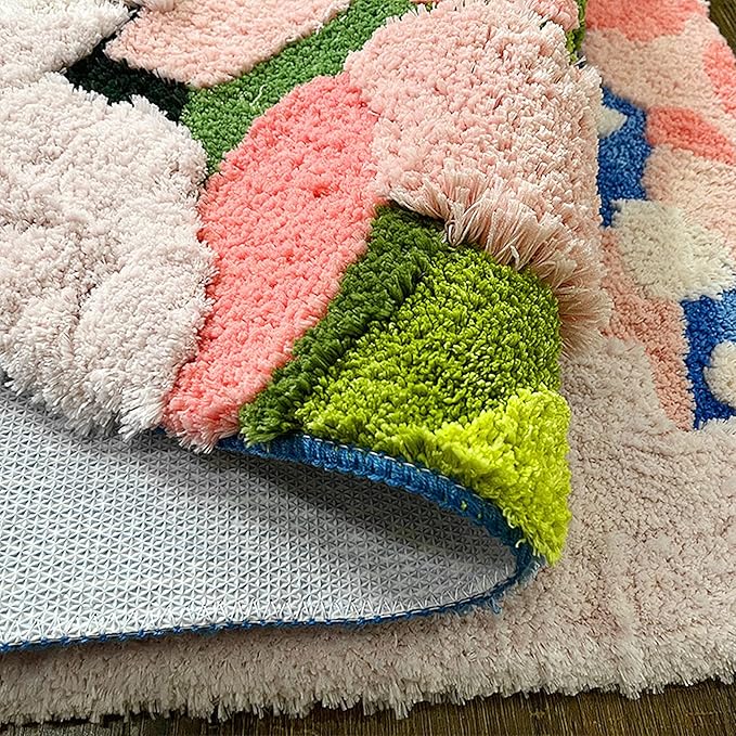 UKELER Colorful Moss Rug for Laundry Room 3D Shag Moss Area Rugs Non Slip Washable Decorative Rugs for Bedroom Playroom Hallway 55''x27.5''