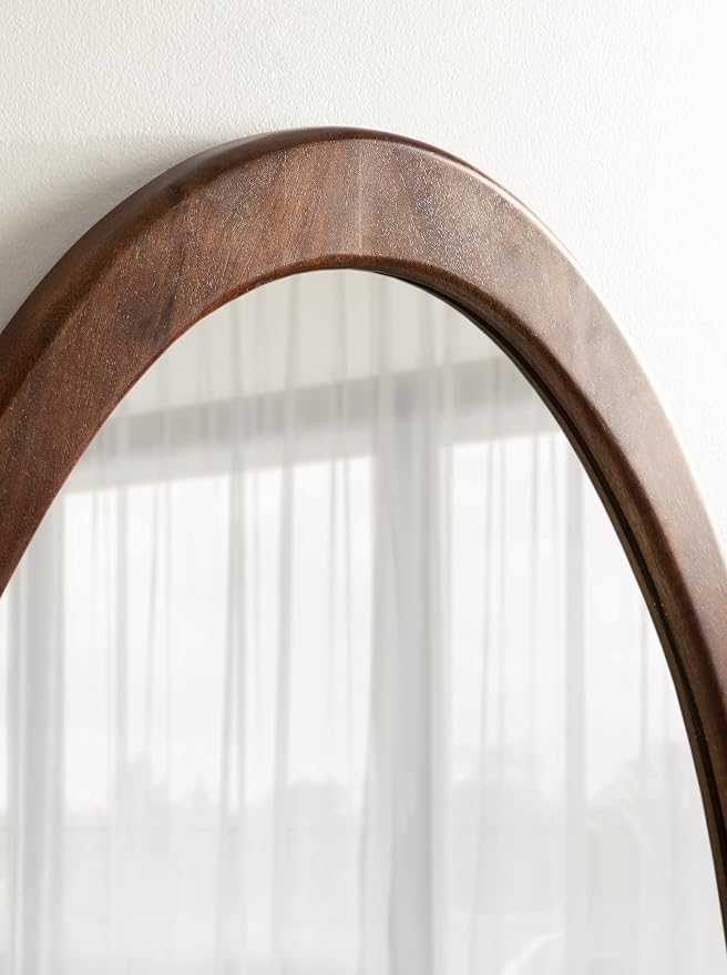 Kate and Laurel McKinder Asymmetrical Wood Wall Mirror; 24 x 28; Walnut Brown; Decorative Irregular Geometric Mirror with Robust Wooden Frame and Distinct Finish