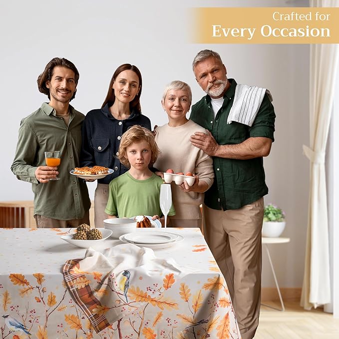 Maison d' Hermine Table Cloth Rectangle Table 100% Cotton 70 x 90 Inches Fall Tablecloth Reusable Everyday Use for Thanksgiving Christmas Decorations Dining Farmhouse Party (Oak Leaves)