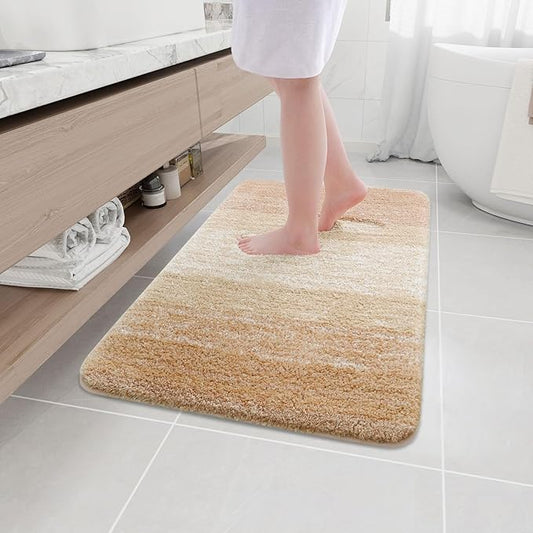 Arotive Microfiber Bathroom Rugs, Shaggy Soft and Absorbent Bath Rug, Non-Slip, Thick Plush Machine Washable Dry Bath Mats for Bathroom, Tub and Shower, 36x24, Beige, Rectangular