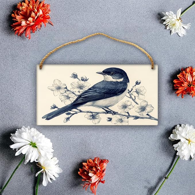 Realistic Bird Wooden Sign 12x6 Inch - Traditional Inspired Decor for Bird Enthusiasts & Art Fans, Ideal for Classic Homes & Art-Eccentric Areas