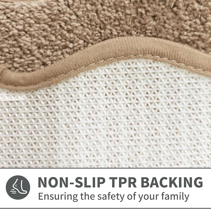 Cute Scalloped Beige Bathroom Rugs Mat,Non Slip Absorbent Quick Dry Bath Mats for Shower Room,Microfiber Bath Mats for Bathroom Floor Washable Carpet for Shower Tub Sink Bedroom,17"x47"