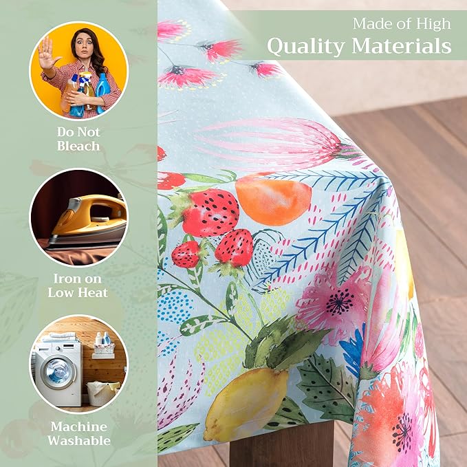 Maison d' Hermine Table Cloth Rectangle Table 100% Cotton 70 x 120 Inches Tablecloth Reusable Decorative for Dining Room Farmhouse Home Valentines Day Decorations Spring Summer - Jardin D'Ete - Mint