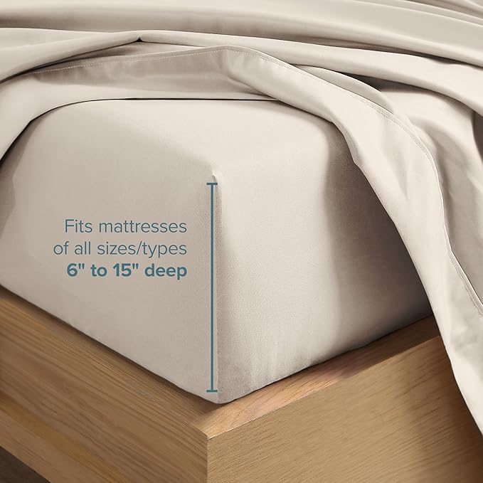 Bare Home Split California King Sheet Set - 1800 Ultra-Soft Microfiber Bed Sheets - Double Brushed - Deep Pockets - Easy Fit - 5 Piece Set - Bed Sheets (Split Cal King, Wheat)