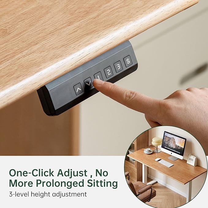 Electric Standing Desk, Height Adjustable Sit Stand Up Solid Wood Home Office Computer Desk, for Study Gaming Writing Study Bedroom Rising Desks 47.24" W