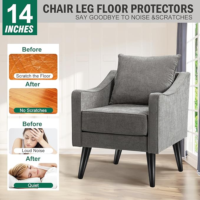 FoDau770 Black Rubber Wood Furniture Legs 14 Inches, Slant Tapered Wood Feet Mid Century Sofa Legs Set of 4, 5/16" UNC Furniture Feet Replacement Parts for Cabinet Couch Dresser Chair Ottoman Table