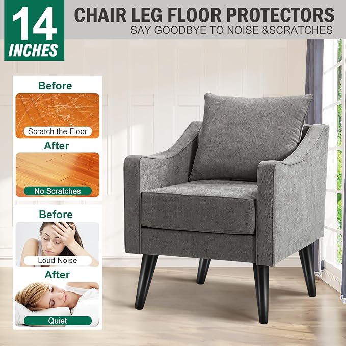 FoDau770 Black Rubber Wood Furniture Legs 14 Inches, Slant Tapered Wood Feet Mid Century Sofa Legs Set of 4, 5/16" UNC Furniture Feet Replacement Parts for Cabinet Couch Dresser Chair Ottoman Table