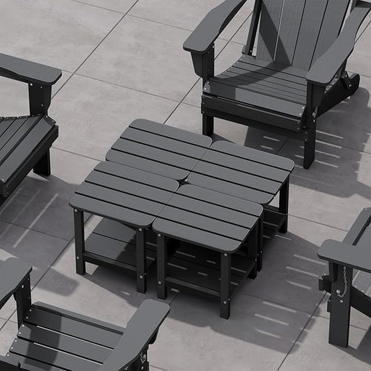SERWALL Adirondack Table Set of 4, Outdoor Side Table- Gray