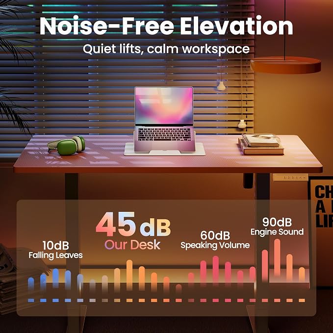 HUANUO 32" Small Electric Standing Desk Adjustable Height, 4 Memory Height Settings, Sit Stand Up Desk for Home Office & Computer Workstation, Pink