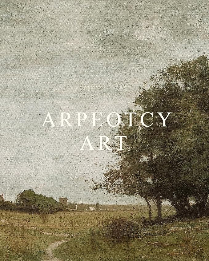 ARPEOTCY Vintage Framed Canvas Wall Art, Country Scenery Retro Painting Decor Aesthetic, Large Print Art, Landscape Wall Pictures for Living Room 16x24 Inch