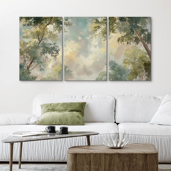 wall26 Canvas Print Wall Art Set Soft Pastel Sky and Tree Canopy Abstract Nature Decorative Minimal Relax/Zen for Living Room, Bedroom, Office - 16"x24" x 3