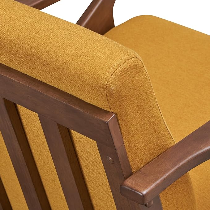Zola Mid Century Modern Accent Chair Arm Chair: The Perfect Reading, Living Room, and Bedroom Chairs for Modern Home Furniture Use! Solid Wood Frame, Mustard/Walnut