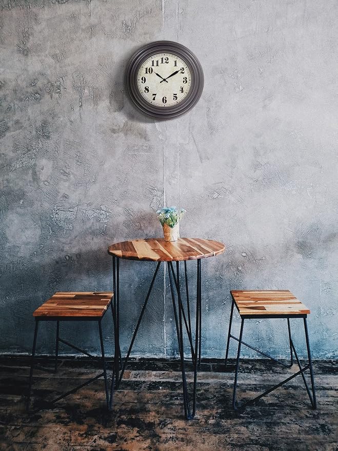 45MinST 20 Inches Retro Round Large Wall Clocks, Silent Non Ticking Battery Operated Movement Easy to Read Wall Clock with Arabic Numerals