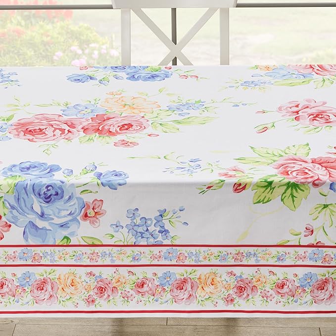 Maison d' Hermine Table Cloth Square Table 100% Cotton 60 x 60 Inches Tablecloth Reusable Decorative for Dining Room Farmhouse Home Valentines Day Decorations Spring Summer - Vintage Floral
