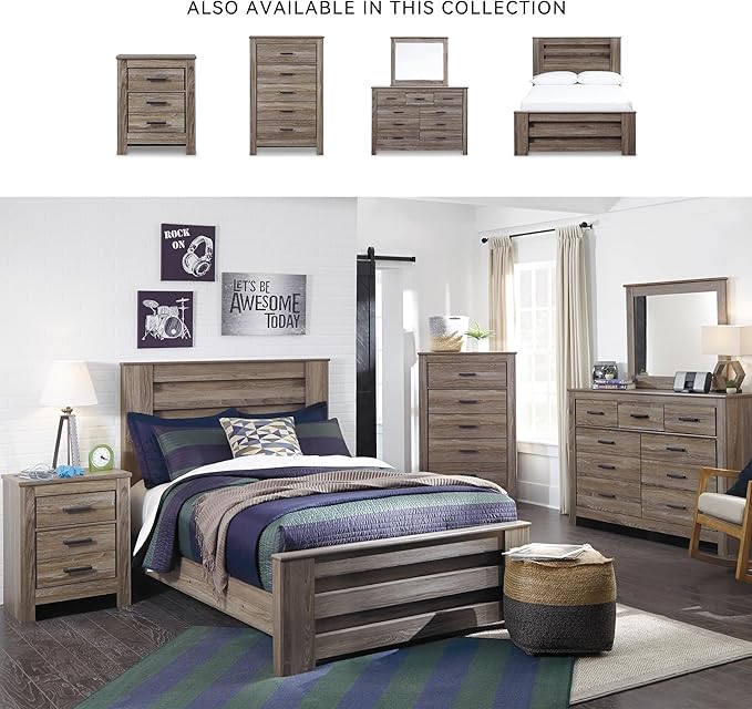 Signature Design by Ashley Zelen Rustic Contemporary 7 Drawer Dresser, Warm Gray