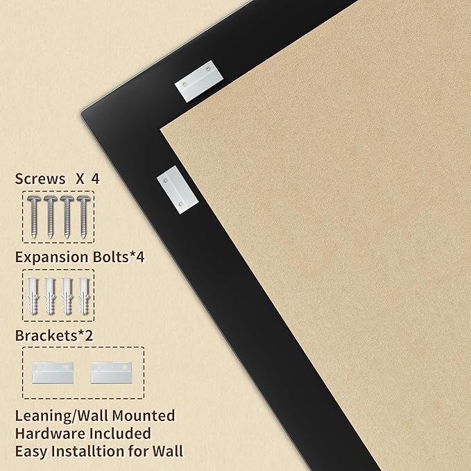 40''x30'' Rustic Wall Mirror for Bathroom Black Wood Frame, Classic Rectangle Mirror Farmhouse Vanity Wall Mirror Decor Living Room, Bedroom, Entryway