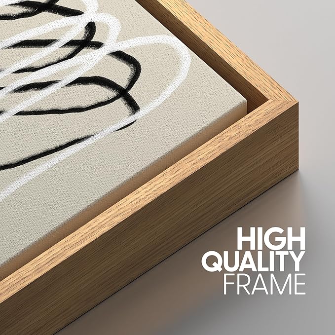 SIGNWIN Framed Canvas Print Wall Art Set Grunge Watercolor Paint Strokes Abstract Shapes Cozy Neutral Modern Art Decorative Boho Relax/Zen Nordic for Living Room, Bedroom, Office - 24"x36"x3 Natural