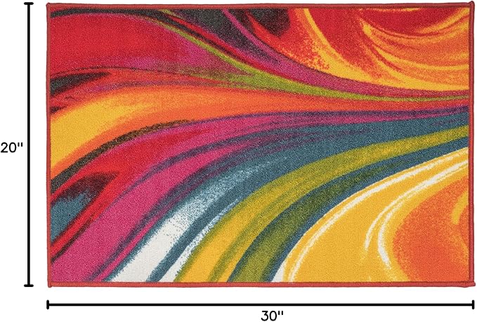 Rugshop Modern Contemporary Waves Non-Slip (Non-Skid) Area Rug 20" X 30" Multi