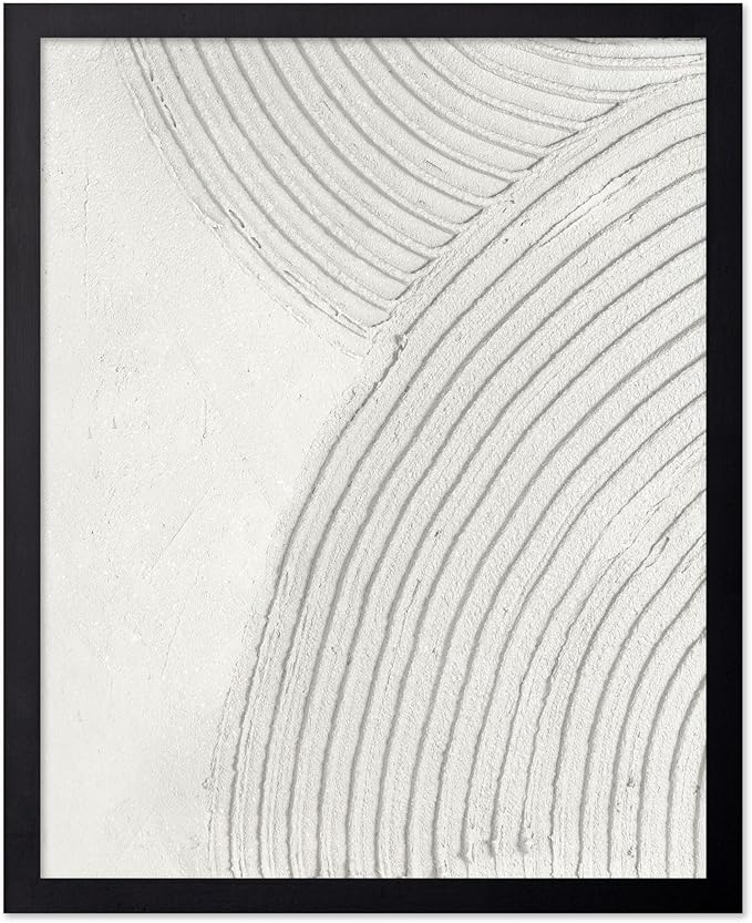 Poster Master Soft Lines Poster - Spiral Circle Print - Texture Art - Abstract Art - Mid Century Modern Art - Aesthetic Art - Acrylic Waves Art - Rustic Bedroom Wall Decor - 16x20 Black Framed