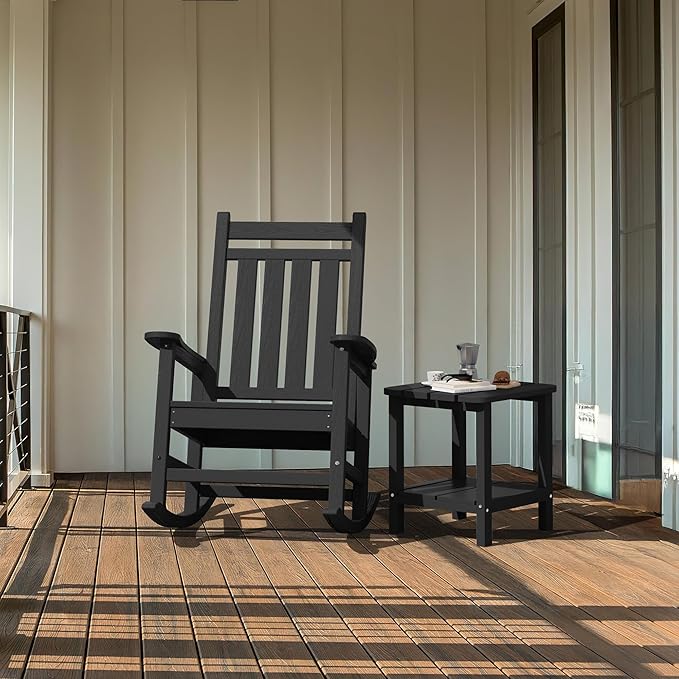 SERWALL Double Adirondack Side Set of 6, Table Rectangular End Table, Black